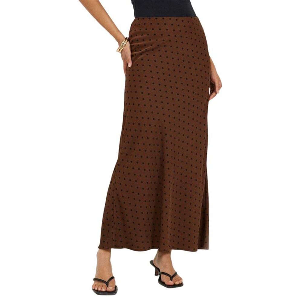 Brave Soul Womens/Ladies Polka Dot Maxi Skirt / Brown/Black
